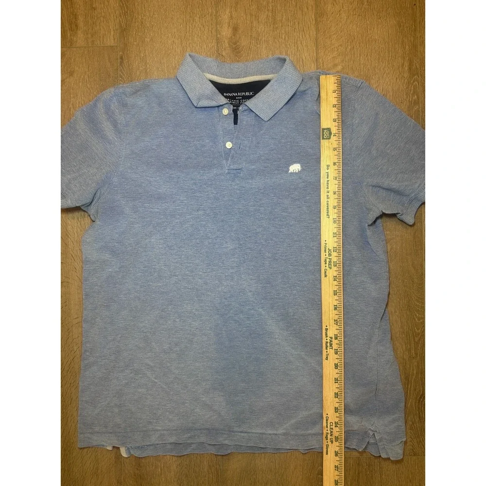 Banana Republic Mens Organic Cotton Pique Polo Shirt Elephant Logo Blue XL